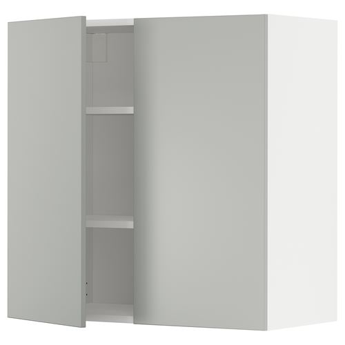 IKEA - METOD, kitchen wall cabinet, HAVSTORP light grey, 80x80 cm