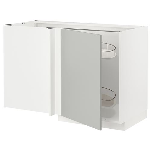 IKEA - METOD, corner base cabinet, HAVSTORP light grey, 128x68 cm