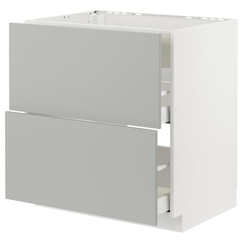 IKEA - METOD/MAXIMERA, cabinet for hob, HAVSTORP light grey, 80x60 cm