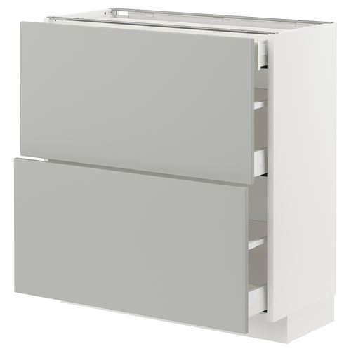 IKEA - METOD/MAXIMERA, base cabinet with drawers, HAVSTORP light grey, 80x37 cm