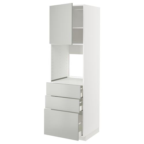 IKEA - METOD/MAXIMERA, oven high cabinet, HAVSTORP light grey, 60x60x200 cm