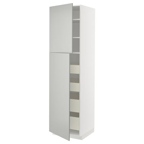 IKEA - METOD/MAXIMERA, kitchen high cabinet, HAVSTORP light grey, 60x60x220 cm