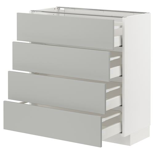 IKEA - METOD/MAXIMERA, base cabinet with drawers, HAVSTORP light grey, 80x37 cm