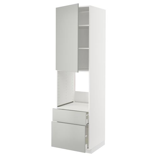 IKEA - METOD/MAXIMERA, oven high cabinet, HAVSTORP light grey, 60x60x220 cm