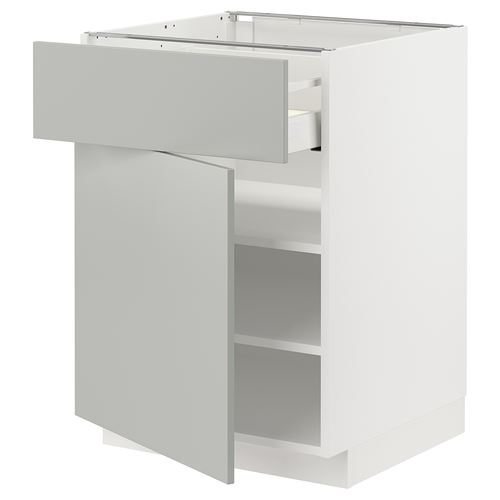 IKEA - METOD/MAXIMERA, base cabinet with drawer and door, HAVSTORP light grey, 60x60 cm