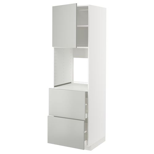 IKEA - METOD/MAXIMERA, oven high cabinet, HAVSTORP light grey, 60x60x200 cm