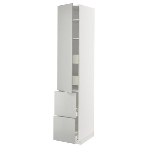 IKEA - METOD/MAXIMERA, kitchen high cabinet, HAVSTORP light grey, 40x60x220 cm