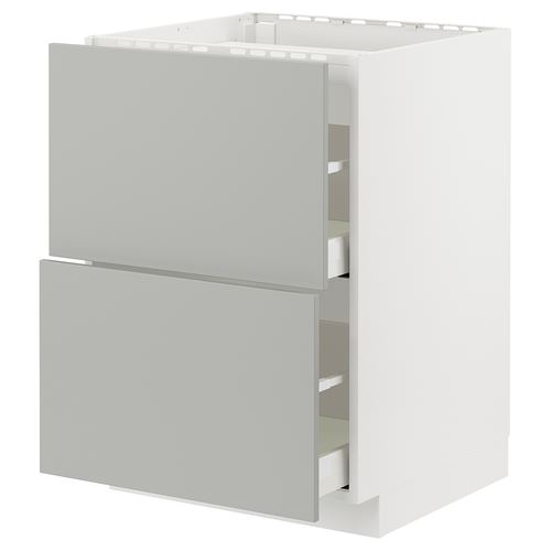 IKEA - METOD/MAXIMERA, cabinet for hob, HAVSTORP light grey, 60x60 cm