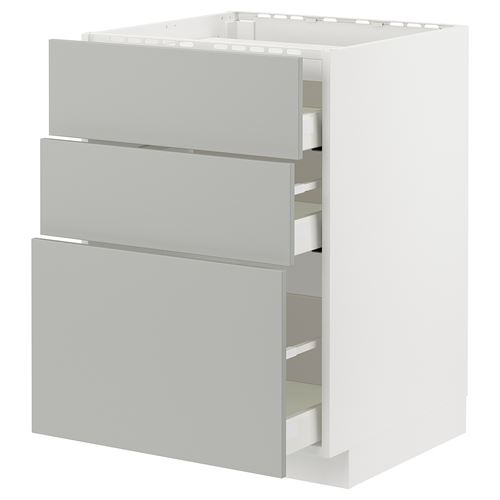 IKEA - METOD/MAXIMERA, cabinet for hob, HAVSTORP light grey, 60x60 cm