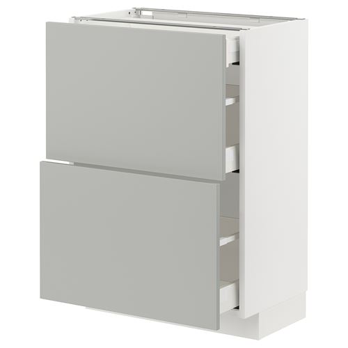 IKEA - METOD/MAXIMERA, base cabinet with drawers, HAVSTORP light grey, 60x37 cm