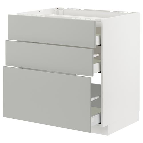 IKEA - METOD/MAXIMERA, cabinet for hob, HAVSTORP light grey, 80x60 cm