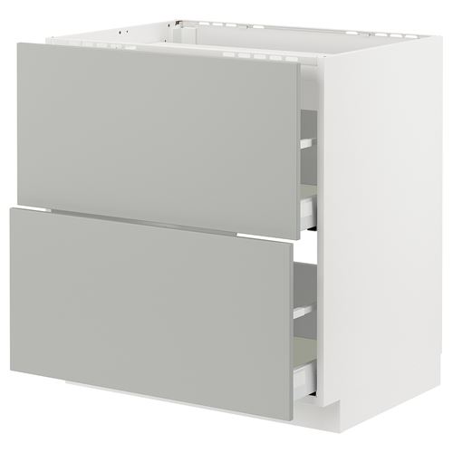 IKEA - METOD/MAXIMERA, cabinet for hob, HAVSTORP light grey, 80x60 cm