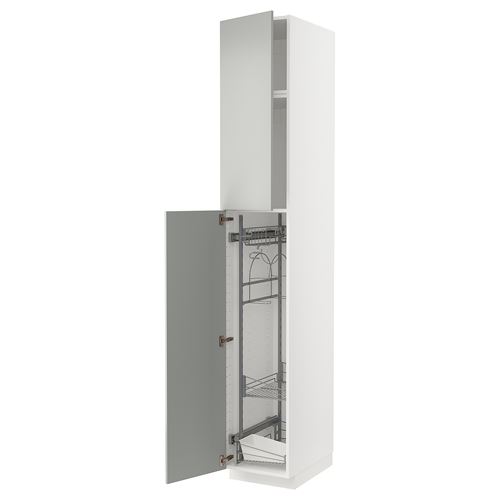 IKEA - METOD, cleaning cabinet, HAVSTORP light grey, 40x60x240 cm