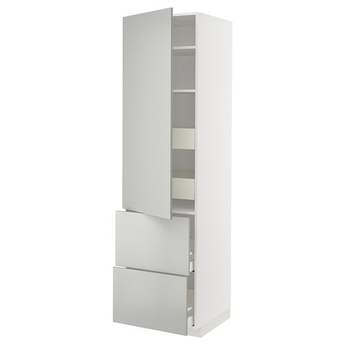 IKEA - METOD/MAXIMERA, kitchen high cabinet, HAVSTORP light grey, 60x60x220 cm