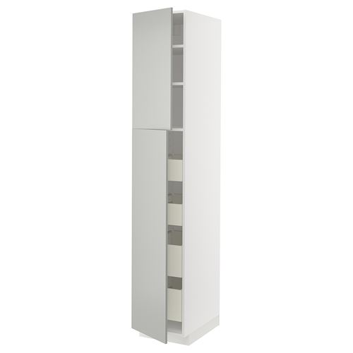 IKEA - METOD/MAXIMERA, kitchen high cabinet, HAVSTORP light grey, 40x60x220 cm