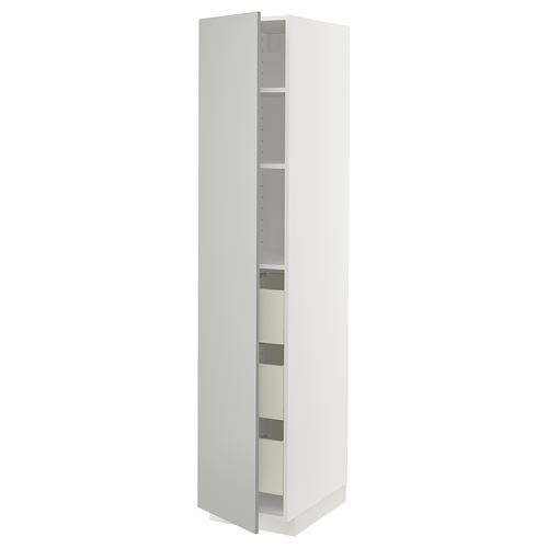 IKEA - METOD/MAXIMERA, kitchen high cabinet, HAVSTORP light grey, 40x60x200 cm