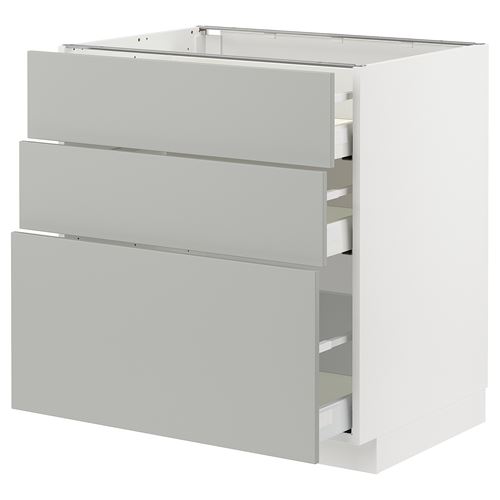 IKEA - METOD/MAXIMERA, base cabinet with drawers, HAVSTORP light grey, 80x60 cm