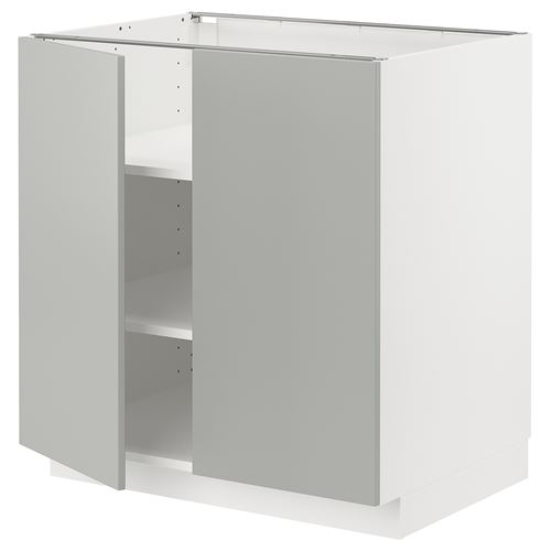 IKEA - METOD, base cabinet with doors, HAVSTORP light grey, 80x60 cm