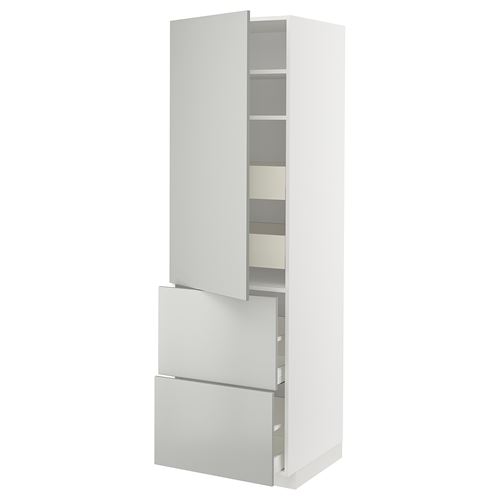 IKEA - METOD/MAXIMERA, kitchen high cabinet, HAVSTORP light grey, 60x60x200 cm