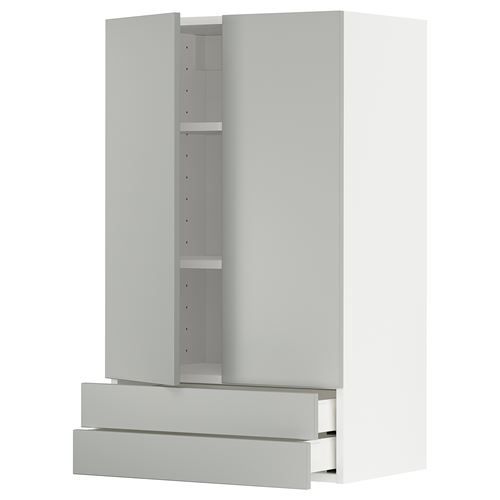 IKEA - METOD/MAXIMERA, kitchen wall cabinet, HAVSTORP light grey, 60x100 cm