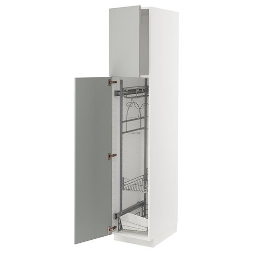 IKEA - METOD, cleaning cabinet, HAVSTORP light grey, 40x60x200 cm