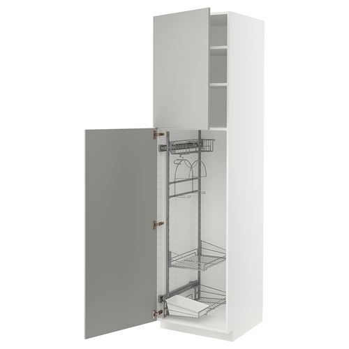 IKEA - METOD, cleaning cabinet, HAVSTORP light grey, 60x60x220 cm