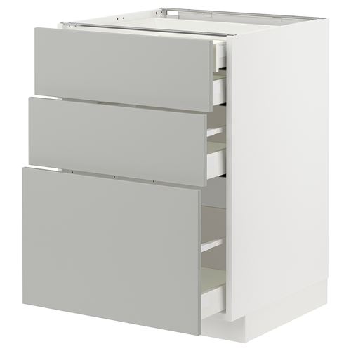 IKEA - METOD/MAXIMERA, base cabinet with drawers, HAVSTORP light grey, 60x60 cm