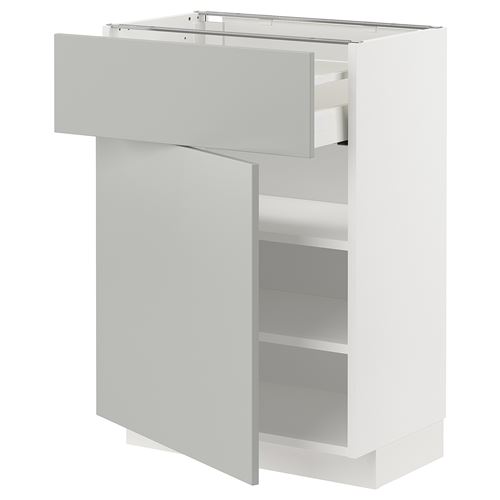 IKEA - METOD/MAXIMERA, base cabinet with drawer and door, HAVSTORP light grey, 60x37 cm