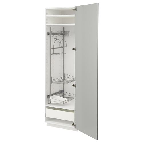 IKEA - METOD/MAXIMERA, cleaning cabinet, HAVSTORP light grey, 60x60x200 cm