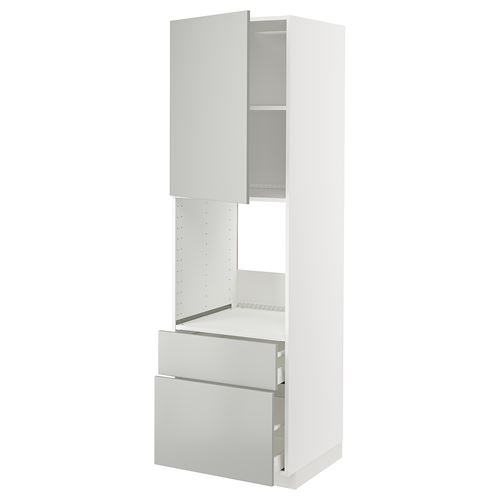 IKEA - METOD/MAXIMERA, oven high cabinet, HAVSTORP light grey, 60x60x200 cm