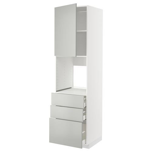 IKEA - METOD/MAXIMERA, oven high cabinet, HAVSTORP light grey, 60x60x220 cm