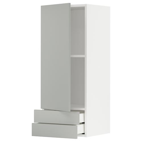 IKEA - METOD/MAXIMERA, kitchen wall cabinet, HAVSTORP light grey, 40x100 cm