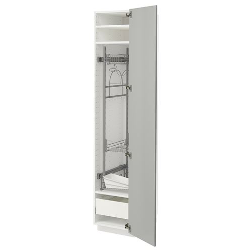 IKEA - METOD/MAXIMERA, cleaning cabinet, HAVSTORP light grey, 40x60x200 cm