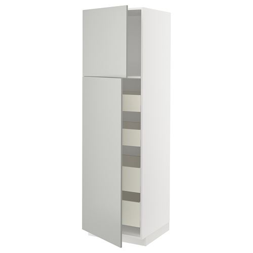 IKEA - METOD/MAXIMERA, kitchen high cabinet, HAVSTORP light grey, 60x60x200 cm