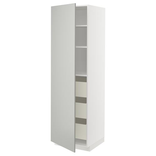 IKEA - METOD/MAXIMERA, kitchen high cabinet, HAVSTORP light grey, 60x60x200 cm