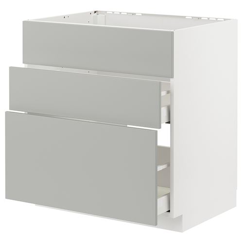 IKEA - METOD/MAXIMERA, cabinet for hob, HAVSTORP light grey, 80x60 cm