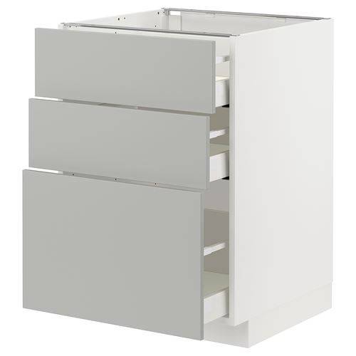 IKEA - METOD/MAXIMERA, base cabinet with drawers, HAVSTORP light grey, 60x60 cm