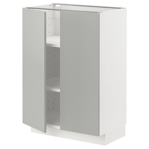 IKEA - METOD, base cabinet with doors, HAVSTORP light grey, 60x37 cm