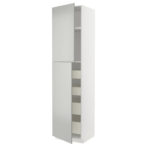 IKEA - METOD/MAXIMERA, kitchen high cabinet, HAVSTORP light grey, 60x60x240 cm