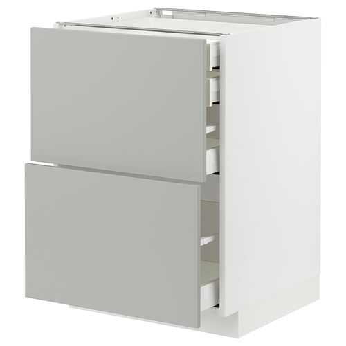 IKEA - METOD/MAXIMERA, base cabinet with drawers, HAVSTORP light grey, 60x60 cm