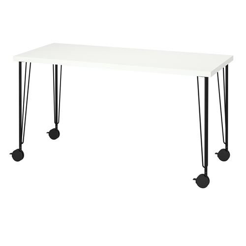 IKEA - LAGKAPTEN/KRILLE, desk, white/black, 140x60 cm