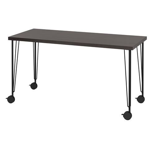 IKEA - LAGKAPTEN/KRILLE, desk, black-brown/black, 140x60 cm