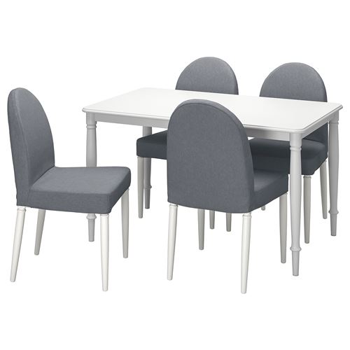 IKEA - DANDERYD, kitchen table set, white/Vissle grey, 4 chairs