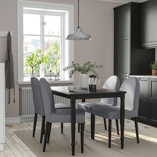 IKEA - DANDERYD, kitchen table set, black-Vissle grey, 4 chairs