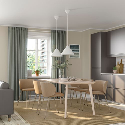 IKEA - LISABO/KRYLBO, yemek masası takımı, dişbudak kaplama-Tonerud koyu bej, 6 sandalyeli