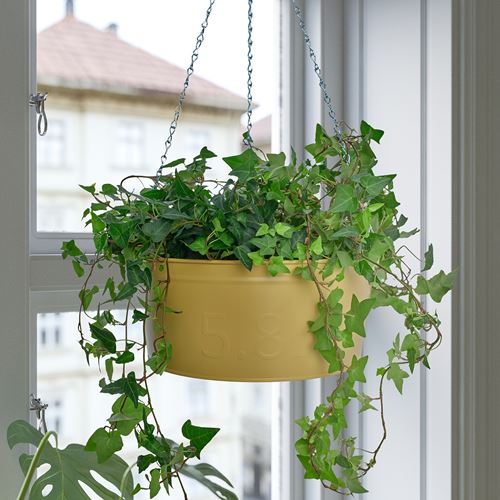 IKEA - AKERBAR, hanging planter, yellow, 27 cm