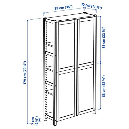 IKEA - IVAR, kapaklı raf ünitesi, çam-keçe, 89x30x179 cm