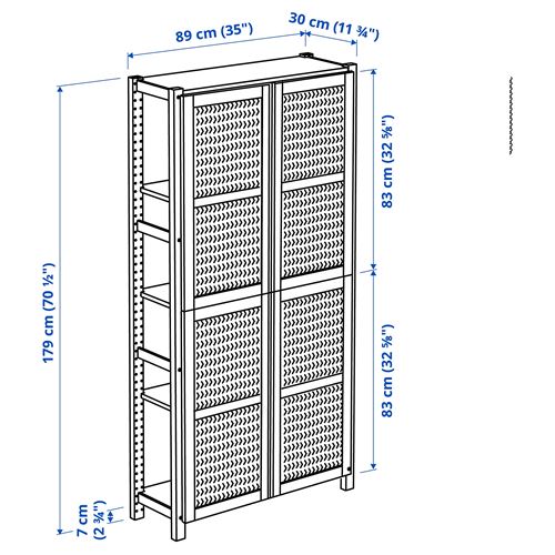 IKEA - IVAR, kapaklı raf ünitesi, çam, 89x30x179 cm