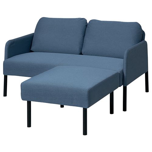 IKEA - GLOSTAD, 2-seat sofa and pouffe, knisa medium blue