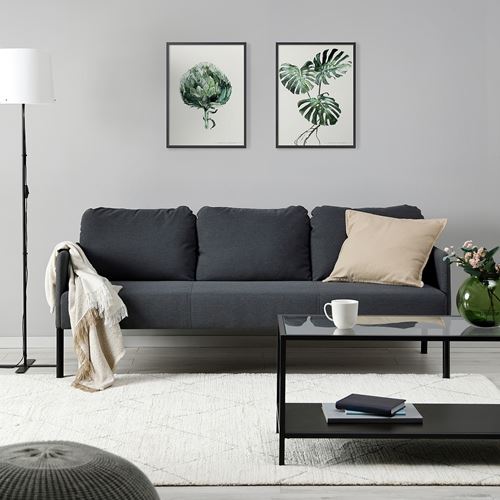 IKEA - GLOSTAD, 3'lü kanepe, knisa koyu gri